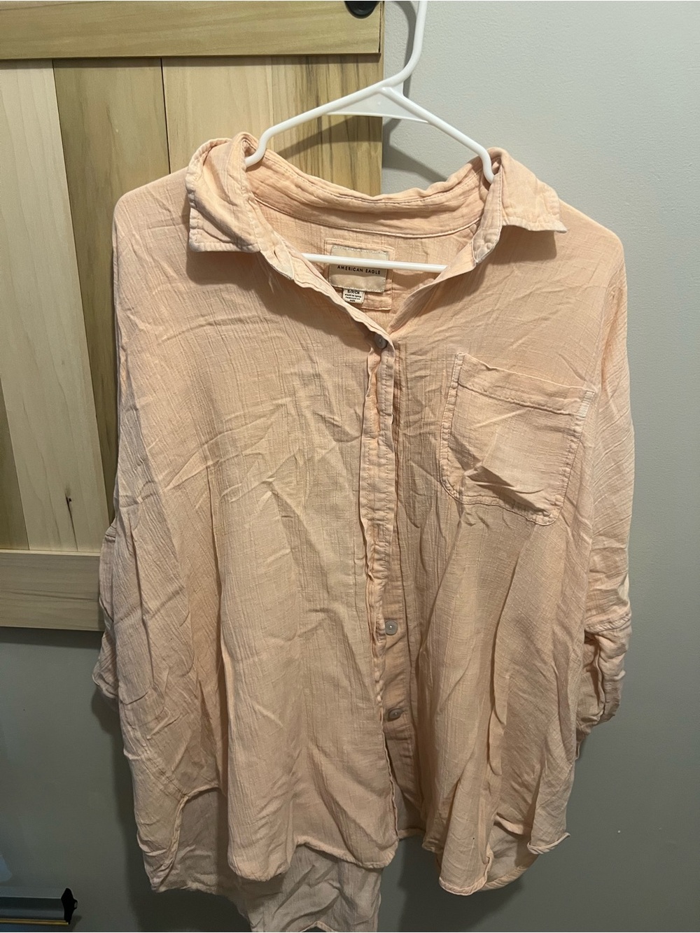 American Eagle Outfitters Peach Button-Down Shirt